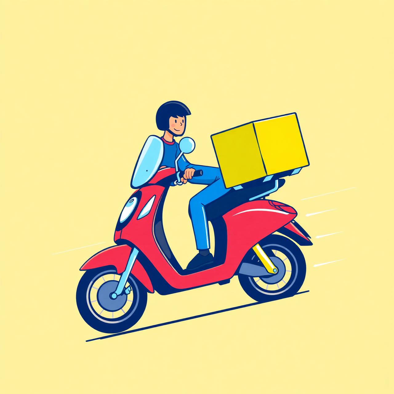 Pick and Drop scooter rider delivering a package
